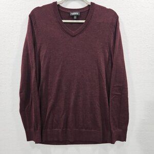 Express Men‎ Size Medium Burgundy V-Neck Merino Wool Blend Pullover Sweater